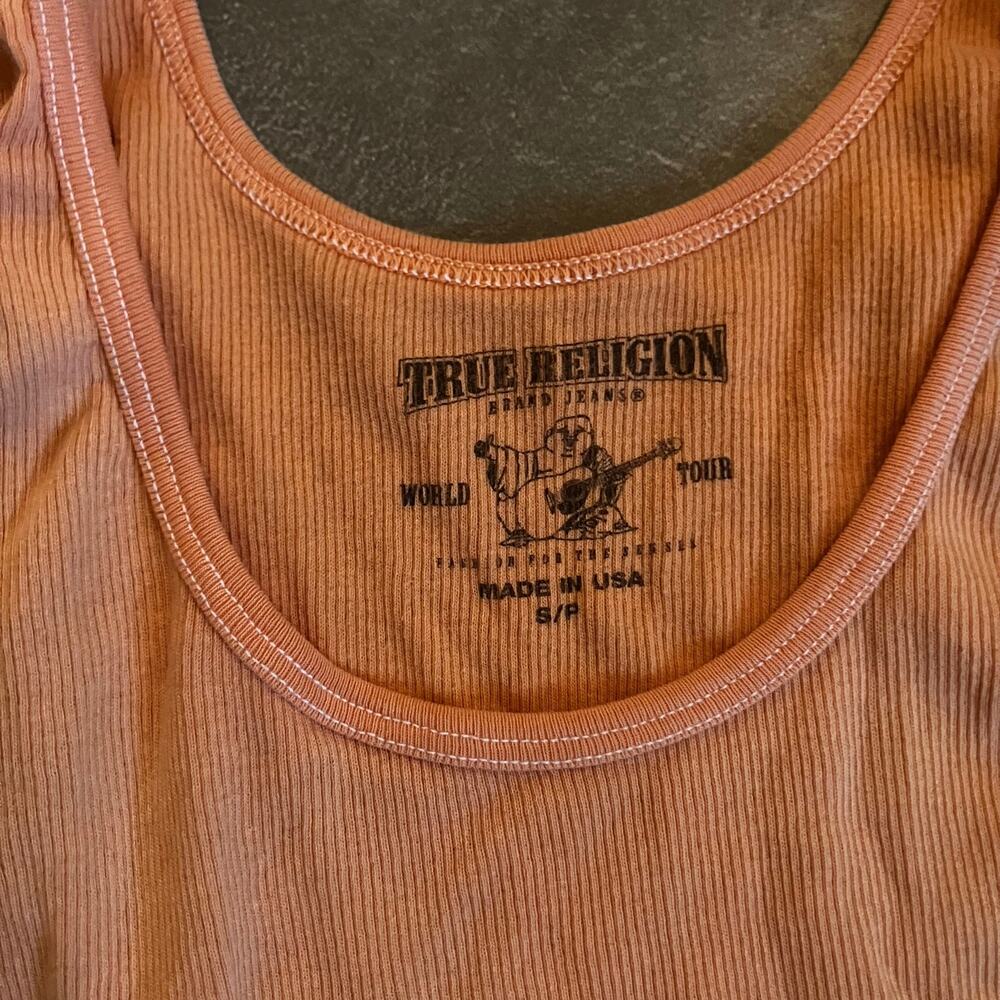 Stylish Y2K True Religion Orange Tank Top - Size Small - Picture 2 of 10